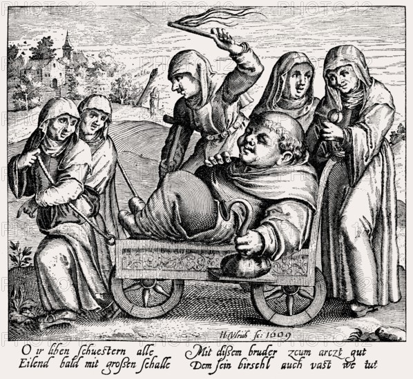 Caricature of the intemperate life of the monks and nuns, Reformation period