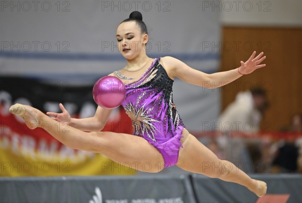 Maya Nickonchuck AUT with handheld ball rhythmic gymnastics, RSG Turnen Schmiden International 2026, Fellbach, Baden-Württemberg, Germany