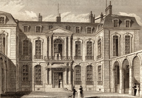 Hôtel de Charost, Paris, antique steel engraved print, 1831