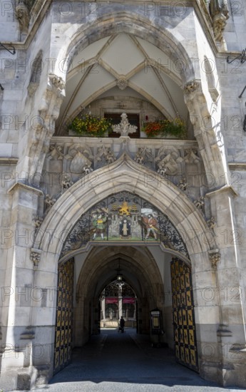 Entrance to the New Town Hall, Munich, Bavaria, Germany