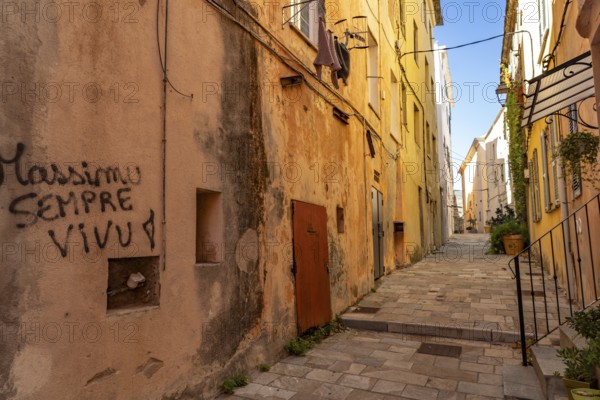 Alley in the old town of Bastia, Corsica, France
