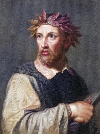 Torquato Tasso 1544-1595, Italian poet of the Renaissance. From the book Gallery of Portraits, London 1833, Historic, digitally restored reproduction from a 19th century original, Record date not stated