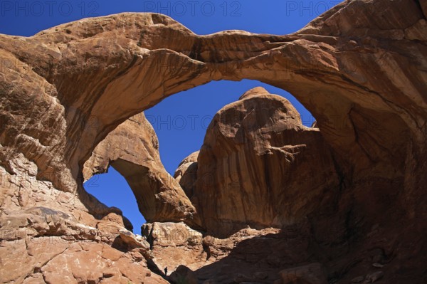 USA, Utah, Arches National Park, Double Arch, Rock, Sandstone, Formation, Arches National Park, Utah, USA