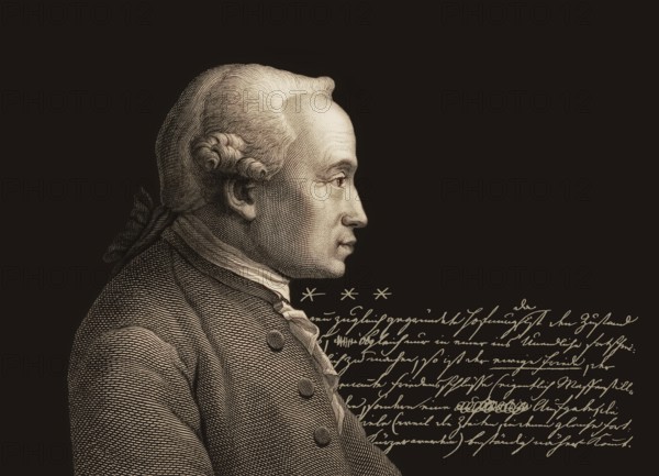 Immanuel Kant, 1724, 1804, German philosopher of the Enlightenment, digitally altered, Historical manuscript, 1795