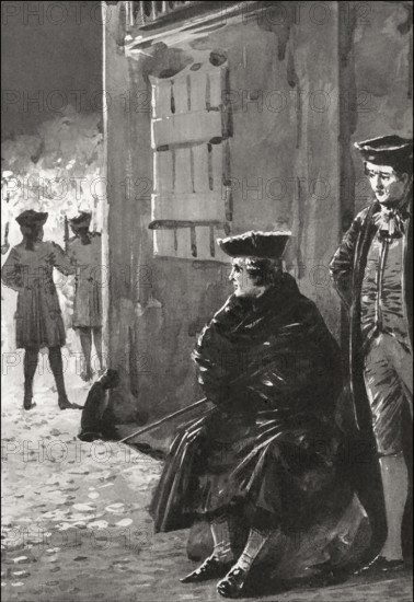 Clavigo with Beaumarchais, Funeral of Marie Beaumarchais, scene from Clavigo, a tragedy by Johann Wolfgang von Goethe, 1774