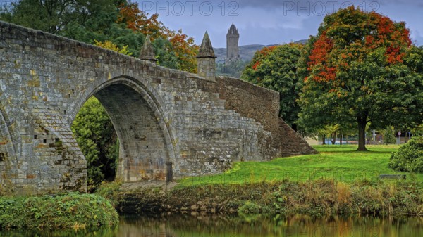 Europe, Scotland, Great Britain, England, landscape, Stirling Bridge, bridge, river, Old Bridge, Old Bridge, road bridge, Stirling village, Stirling