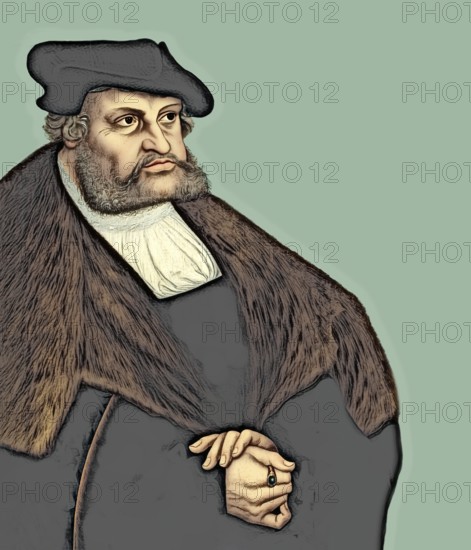 Frederick III or Frederick the Wise, 1463 - 1525, Prince-elector of Saxony, digitally edited after a painting by Lucas Cranach the Elder, Friedrich III. oder Friedrich der Weise, 1463 - 1525, Kurfürst von Sachsen