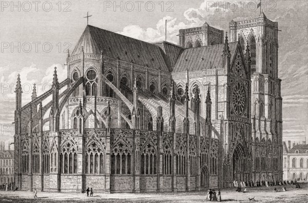 Notre-Dame de Paris, antique steel engraved print, 1831