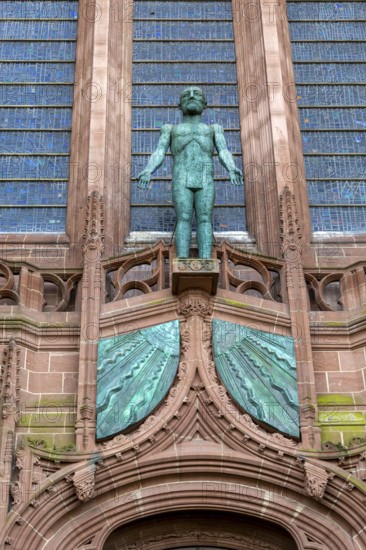 'Welcoming Christ' sculpture by Elizabeth Frink, Anglican Cathedral Church of Christ in Liverpool, Liverpool cathedral, Liverpool, England, UK