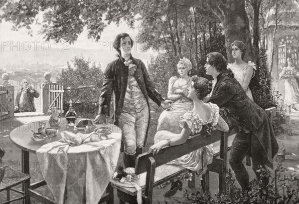Goethe recites a poem for his mother, sister and their friends, Mühlberg Hill near Frankfurt