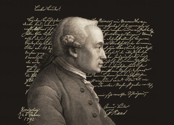 Immanuel Kant, 1724, 1804, German philosopher of the Enlightenment, digitally altered, Facsimile of a letter to his brother, 1792