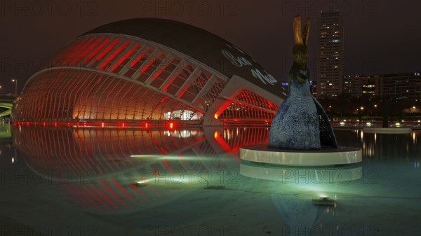 City of Arts and Sciences, Ciudad de las Artes las Siencias, night view, modern architecture, Valencia, Spain