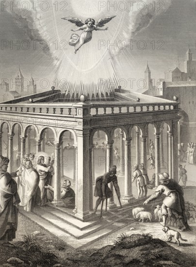 Miracle of Jesus at the Pool of Bethesda, 1853, digitally restored