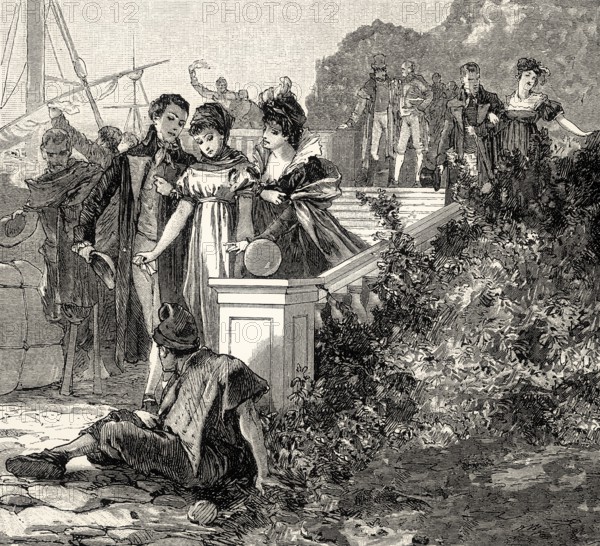 ACT IV., SCENE III., Eugenie, Governess, Counsellor, scene from THE NATURAL DAUGHTER, DIE NATÜRLICHE TOCHTER, by Johann Wolfgang von Goethe