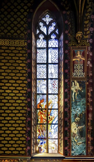 Art Nouveau window by Stanislaw Wyspiansk, Franciscan church, 1249, Krakow, Poland