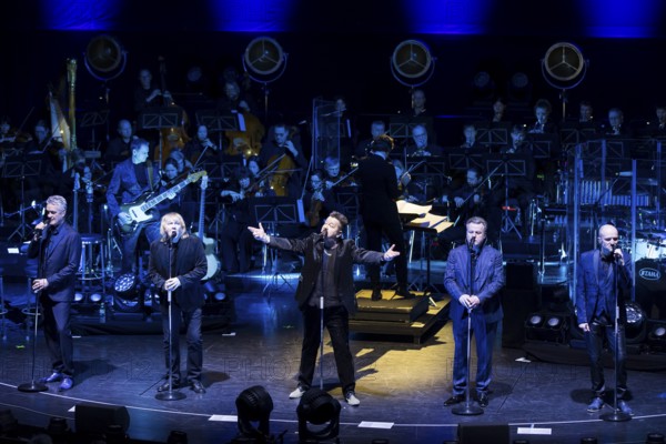 The Prinzen, consisting of the singers Jens Sembdner, Tobias Künzel, Sebastian Krumbiegel, Henri Schmidt and Wolfgang Lenk (from left to right) live on Symphonica Tour together with the Thüringen Philharmonie Gotha-Eisenach under the baton of conductor Christian Dellacher at Berlin's Friedrichstadtpalast on 19 January 2026
