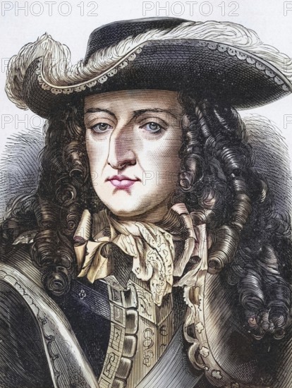 William III (1650-1702) was monarch of Great Britain and Ireland together with his woman Mary II from 1688-1694. He was monarch of Great Britain and Ireland from 1688-1694 and sole king after her death. Wood engraving, ca. 1900, Historical, digitally restored reproduction from a 19th century original, Record date not stated