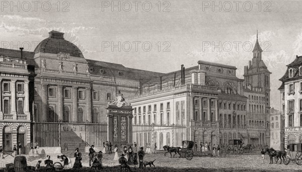 Palais de Justice, Paris, antique steel engraved print, 1831