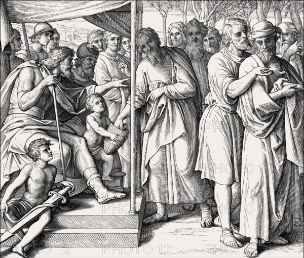 Joshua allocated the land among the twelve tribes, Old Testament, by Julius Schnorr von Carolsfeld, 1860