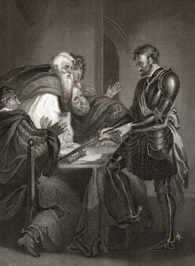 John de Warenne, 6. Graf von Surrey, 1231-1304, rechtfertigt die Titel seiner Ländereien