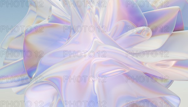 Explore the elegance of 3d abstract art with this iridescent design. Soft waves create a mesmerizing feel, blending light and color in a harmonious flow
