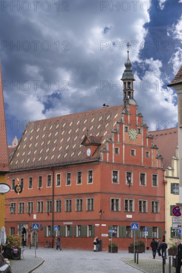 Former council drinking parlour, so-called Gustav-Adolf-Haus, built in 1550, now the town library, Segringer Straße 2, Dinkelsbühl, Bavaria, Germany
