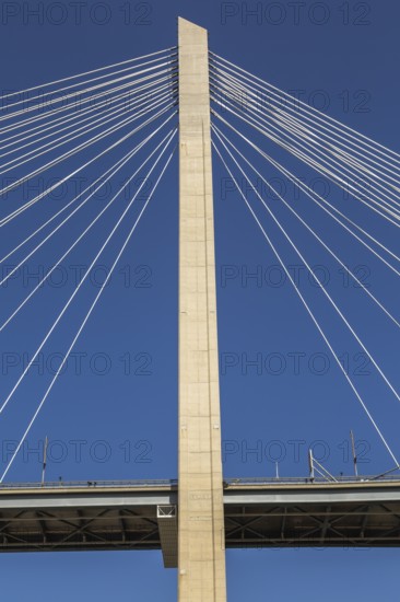 Low angle view and close-up of Franjo Tudman bridge carrying the D8 road in Dubrovnik, Croatia