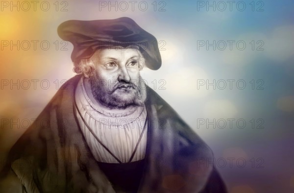 Frederick III or Frederick the Wise, 1463 - 1525, Prince-elector of Saxony, digitally edited after a painting by Lucas Cranach the Elder, Friedrich III. oder Friedrich der Weise, 1463 - 1525, Kurfürst von Sachsen