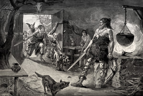 Attack on a Germanic home, early middle ages, Great Migration