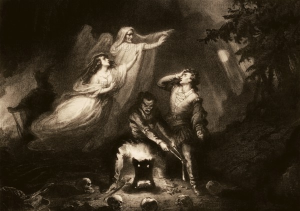 Scene from Act 2, the Romantic opera Der Freischütz by Carl Maria von Weber, 1786 - 1826, German composer, digitally edited