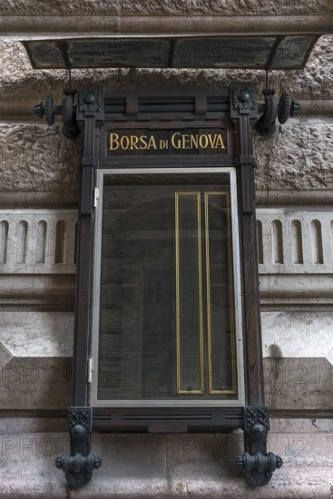Former stock exchange board at the Palazzo di Borsa, Genoa, Italy