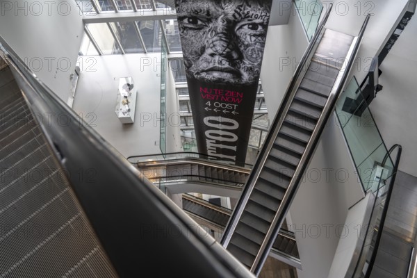 The Forum Groningen, public cultural and educational centre on the Nieuwe Markt, in the old town, with cinema, library, media labs, catering, roof terrace, study and reading areas, viewing points, 10 floors, connected by many escalators, Netherlands