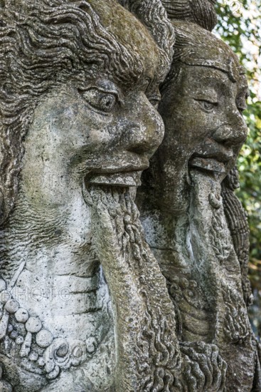 Temple figure, couple, woman, man, Hinduism, tongue, long, sticking out, facial expression, stone, stone figure, temple, religion, world religion, god, grimace, sculpture, wars, threatening, art, culture, figure, deity, icon, decoration, believing, faith, sculpture, fantasy, art figure, praying, representation, religious, journey, spirituality, traditional, meditation, mythology, sacred, Asian, abstract, wisdom, image, depiction, decorated, tradition, sacred monkey forest, Bali, Indonesia