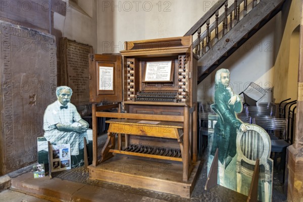 The Silbermann organ from 1741, on which Wolfgang Amadeus Mozart already played in 1778, in the interior of the Lutheran St. Thomas Church or Église Saint-Thomas), Strasbourg, Alsace, France