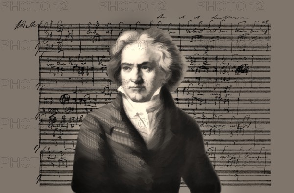 Hand-written musical notation, love song, Zärtliche Liebe, 1795, Ludwig van Beethoven, 1770 -1827, German composer