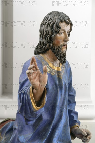 Figure of Christ, detail of the palm donkey, around 1490, St John's parish church, Biberacher Str. 6, Ummendorf, district of Biberach, Baden-Württemberg, Germany