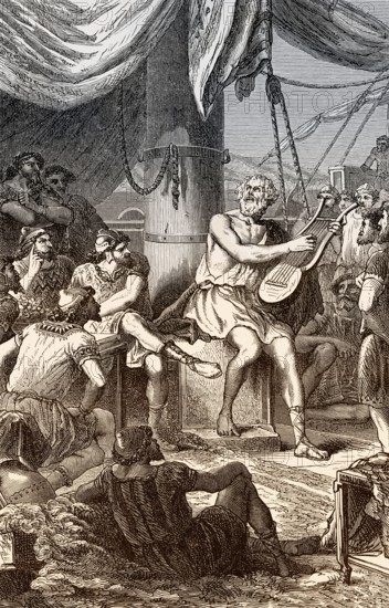 Homer Singing his poems for the People, Greek legendary author, ancient Greece