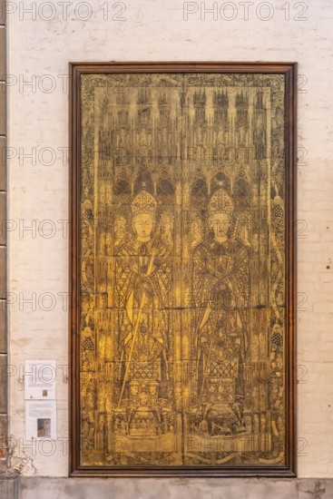 Monumental tomb slab of Bishops Ludolf and Heinrich von Bülow in Schwerin Cathedral of St Mary and St John, state capital Schwerin, Mecklenburg-Western Pomerania, Germany
