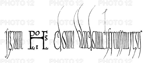 Facsimile, sign of Louis or Ludwig, Lewis the German, Louis II, c. 802-876, king of East Francia