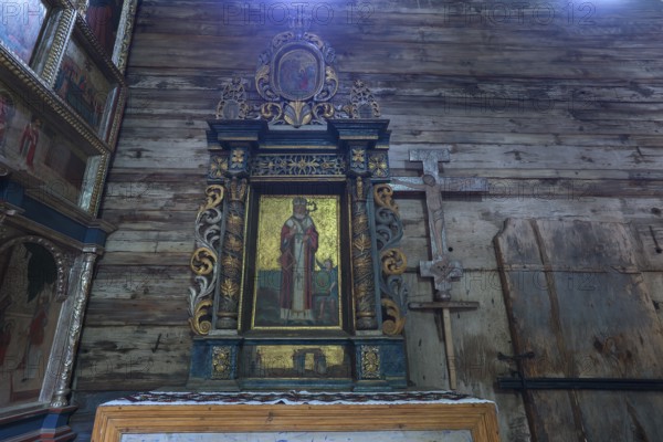 Altar of the 16th century Gothic wooden church of St. Paraskevi, Radruz, Poland