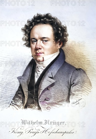 Georg Wilhelm Krüger (1791-1841), German actor, Historical, digitally restored reproduction from a 19th century original, Record date not stated