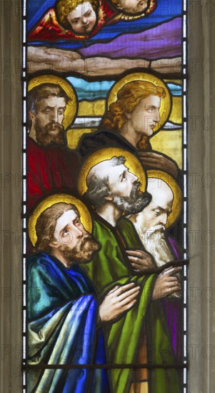 Stained glass window church of Saint John, Saxmundham, Suffolk, England, UK artist Louisa Beresford 1818-91