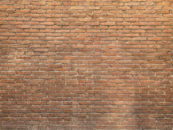 A detailed image of a red brick wall showcasing uniform brickwork and mortar lines. The texture and color variations create an industrial and rustic aesthetic, perfect for backgrounds