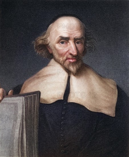 John Knox (ca. 1514-1572) . Leader of the Scottish Reformation. From the book Lodges British Portraits, published in 1823, Historical, digitally restored reproduction from a 19th century original, Record date not stated