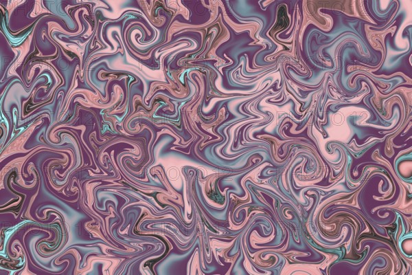 An abstract swirl pattern featuring soft pink, purple, and turquoise tones. The intricate design creates a fluid and dynamic visual experience, ideal for backgrounds