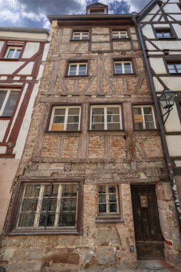 Obere Krämergasse with the newly purchased house no. 3, half-timbering exposed, Nuremberg, Middle Franconia, Bavaria, Germany