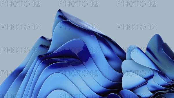 A mesmerizing abstract image with fluid blue waves creating a dynamic sense of motion and depth, against a neutral background, evoking tranquility and creative energy