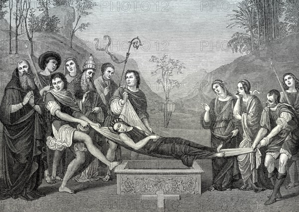 Burial of Saint Cecilia by the Italian painter Cimabue or Cenni di Pepo