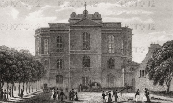 Paris Observatory, Meudon, antique steel engraved print, 1831