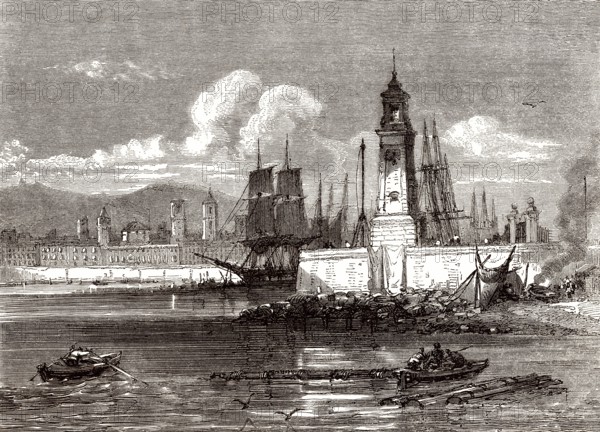 Der alte Leuchtturm, Hafen von Barcelona, Spanien, 18. Jahrhundert